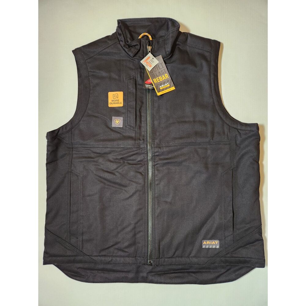 Ariat Rebar DuraCanvas Vest Men’s XXL Black Sherpa‑Lined Work Vest